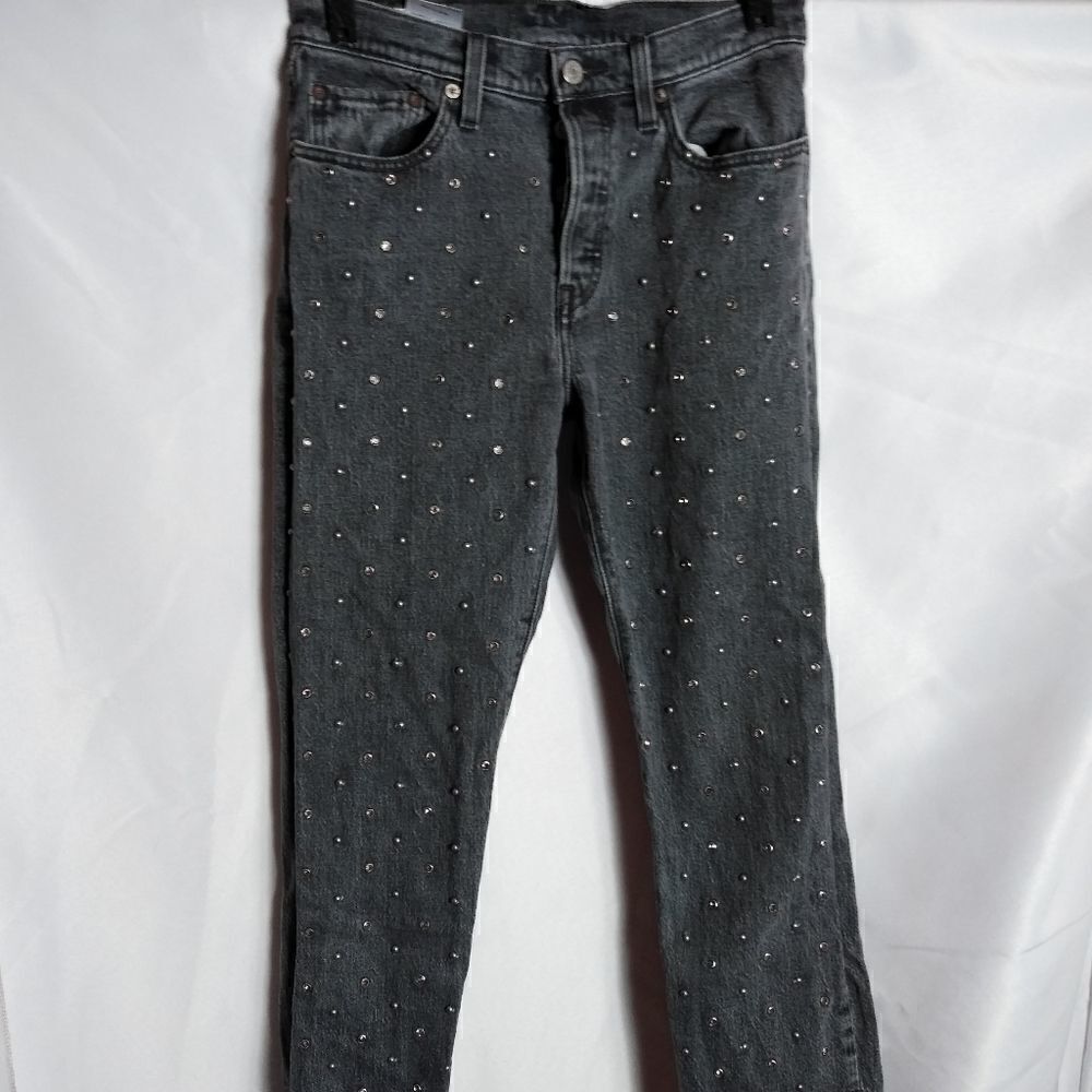Levi's 501 studded cropped jeans